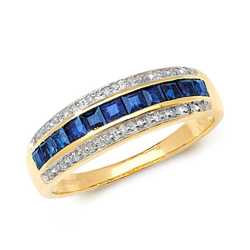 Sapphire and Diamond Ring in 9K Gold