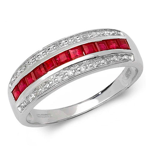 Ruby and Diamond Ring in 9K White Gold