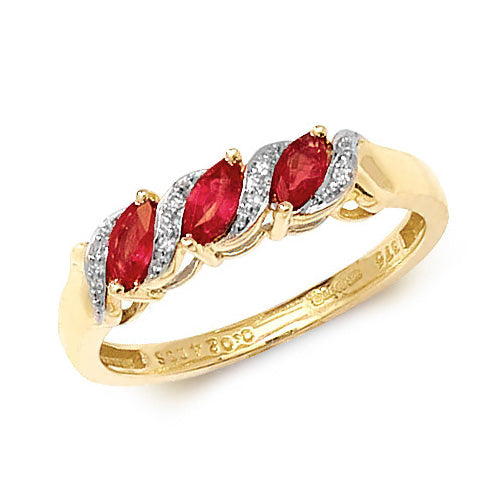 Ruby and Diamond Ring in 9K Gold