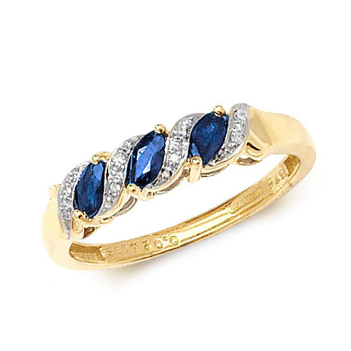 Sapphire and Diamond Ring in 9K Gold