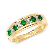 Emerald & Diamond Ring in 9K Gold