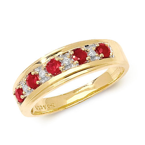 Diamond & Ruby Half Eternity Ring in 9K Gold
