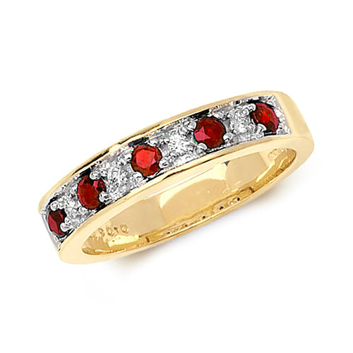 Diamond & Ruby Half Eternity Ring in 9K Gold