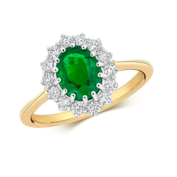 Diamond Emerald Cluster in 9K Gold