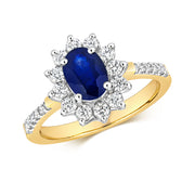 Diamond & Sapphire Ring in 9K Gold