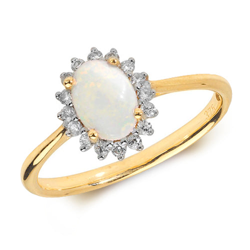 Opal and Diamond Ring in 9K Gold