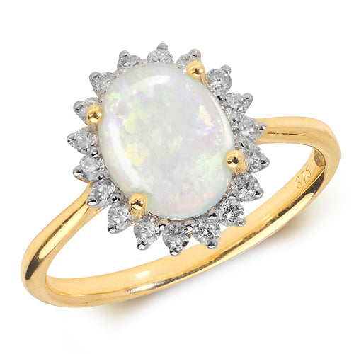 Opal and Diamond Ring in 9K Gold