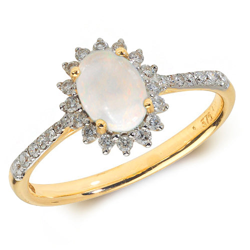 Opal and Diamond Ring in 9K Gold