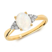 Opal and Diamond Ring in 9K Gold