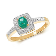 Emerald and Diamond Ring in 9K Gold