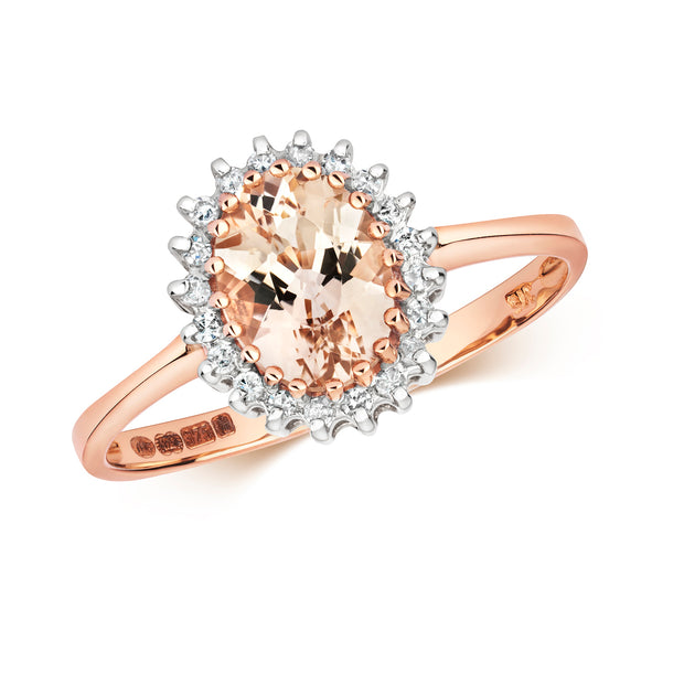 Morganite and Diamond Ring in 9K Rose Gold