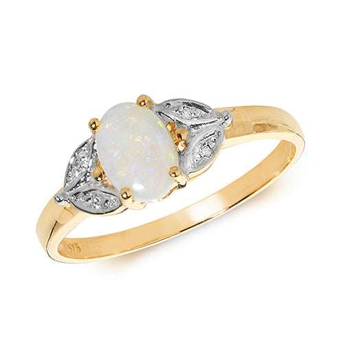 Opal and Diamond Ring in 9K Gold