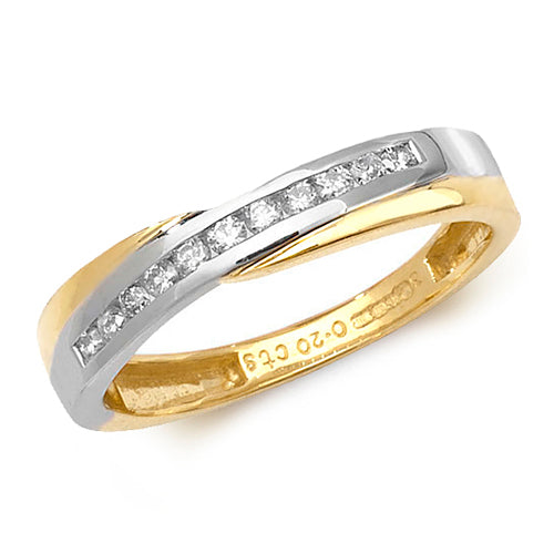 Diamond Ring in 9K Yellow and White Gold