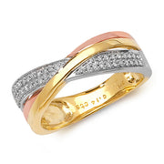 Diamond Ring in 9K Yellow, White and Rose Gold