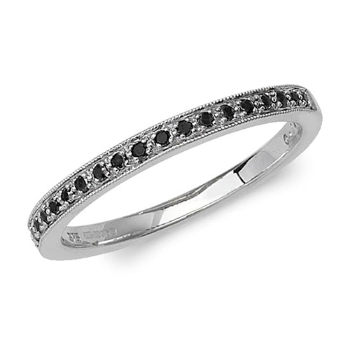 Black Diamond Ring in 9K White Gold