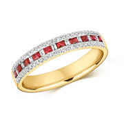 Ruby & Diamond Ring in 9K Gold