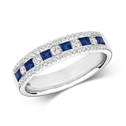 Sapphire and Diamond Ring in 9K White Gold