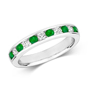 Emerald and Diamond Ring in 9K White Gold