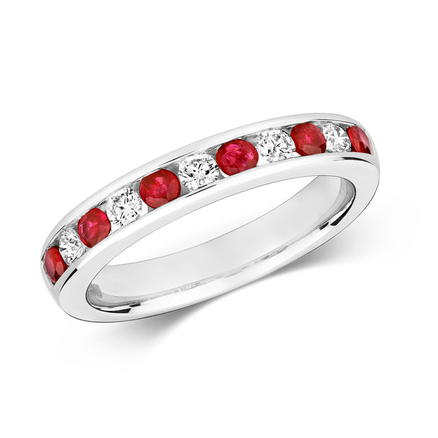 Ruby and Diamond Ring in 9K White Gold