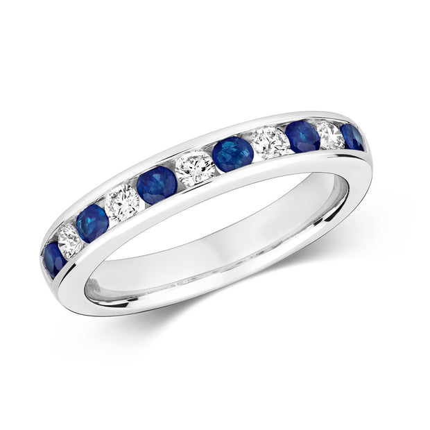 Sapphire and Diamond Ring in 9K White Gold