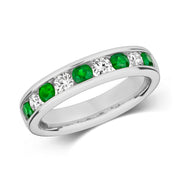 Emerald and Diamond Ring in 9K White Gold