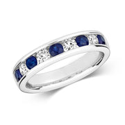 Sapphire and Diamond Ring in 9K White Gold