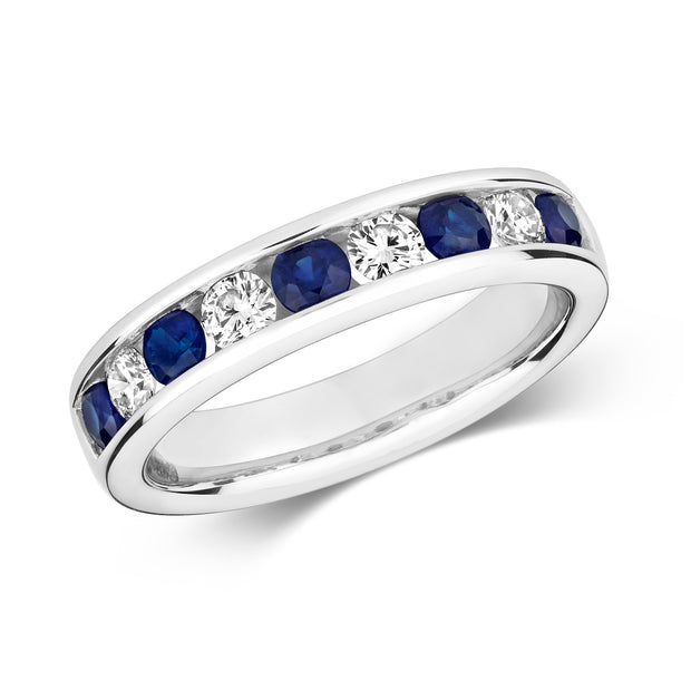 Sapphire and Diamond Ring in 9K White Gold