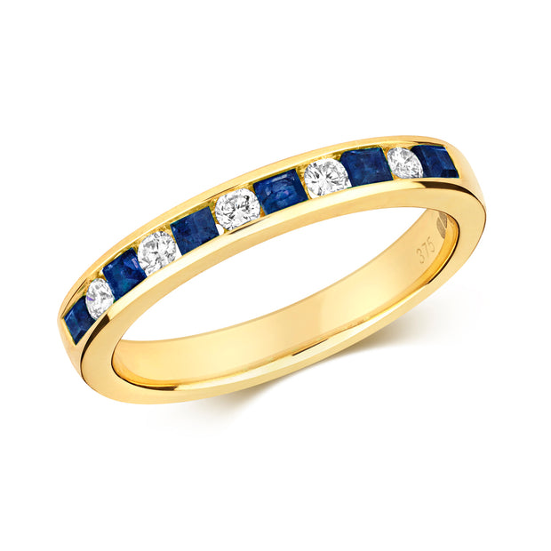 Sapphire and Diamond Ring in 9K Gold