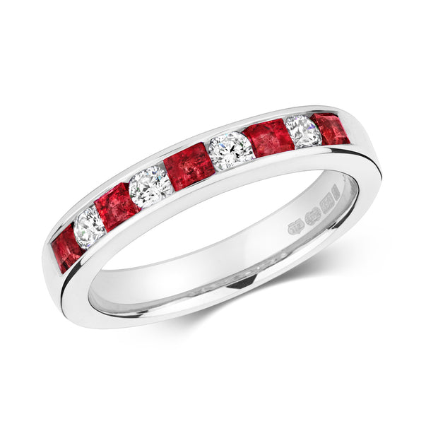 Ruby and Diamond Ring in 9K White Gold