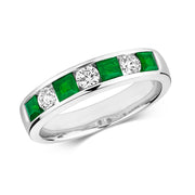 Emerald and Diamond Ring in 9K White Gold