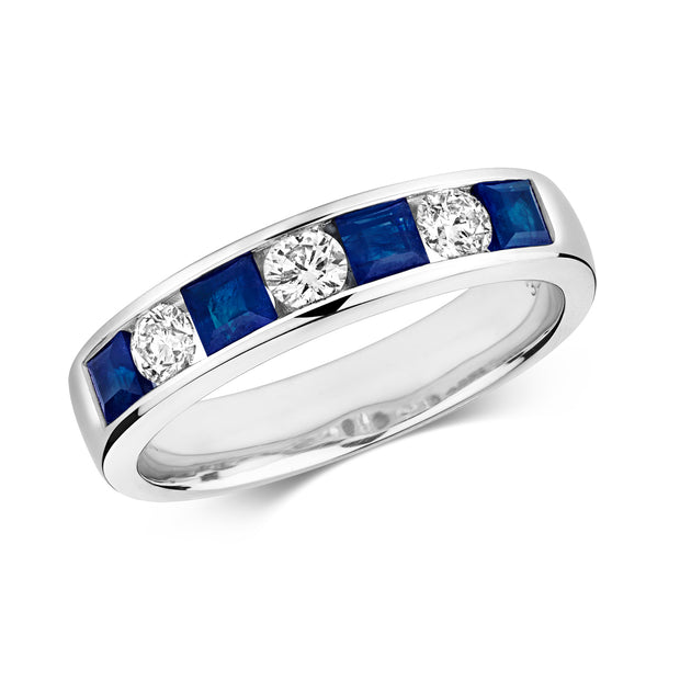 Sapphire and Diamond Ring in 9K White Gold