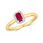 Ruby & Diamond Ring in 9K Gold