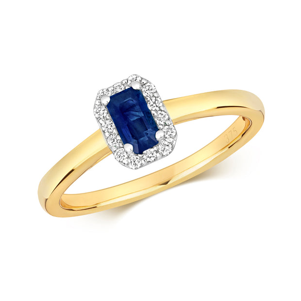 Sapphire and Diamond Ring in 9K Gold