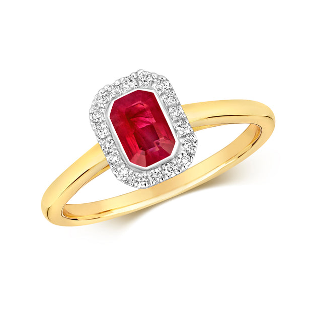 Ruby & Diamond Ring in 9K Gold