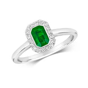 Emerald and Diamond Ring in 9K White Gold