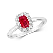 Ruby and Diamond Ring in 9K White Gold