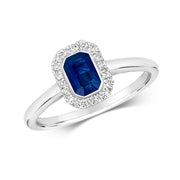 Sapphire and Diamond Ring in 9K White Gold