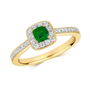 Emerald & Diamond Ring in 9K Gold