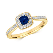 Sapphire and Diamond Ring in 9K Gold