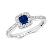 Sapphire and Diamond Ring in 9K White Gold