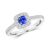 Tanzanite and Diamond Ring in 9K White Gold