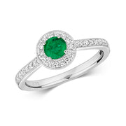 Emerald and Diamond Ring in 9K White Gold