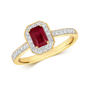 Ruby & Diamond Ring in 9K Gold