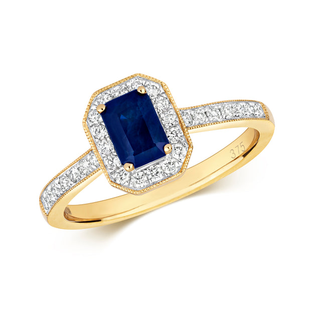 Sapphire and Diamond Ring in 9K Gold
