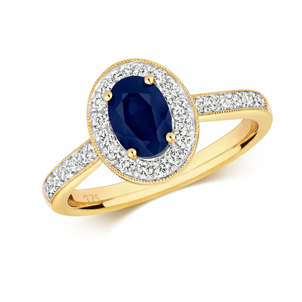 Sapphire and Diamond Ring in 9K Gold