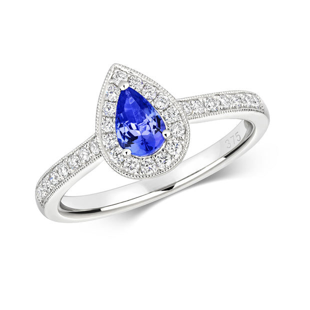 Tanzanite and Diamond Ring in 9K White Gold