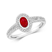 Ruby and Diamond Ring in 9K White Gold