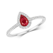 Ruby and Diamond Ring in 9K White Gold