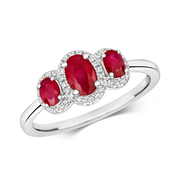 Ruby and Diamond Ring in 9K White Gold