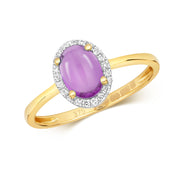 Amethyst & Diamond Ring in 9K Gold